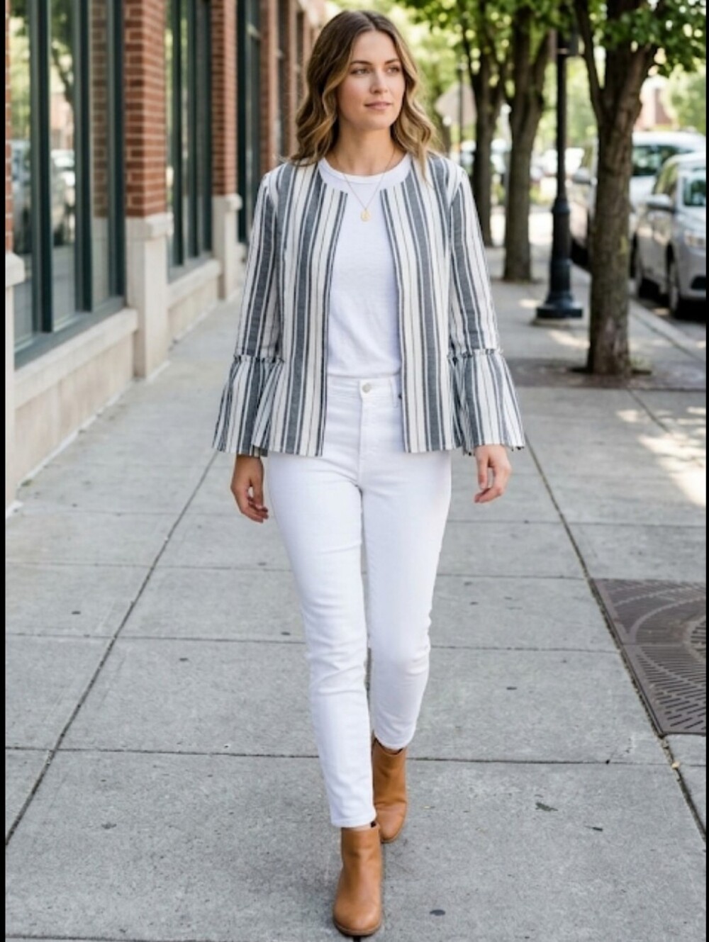 Striped shacket jacket peplum ruffle M-L India